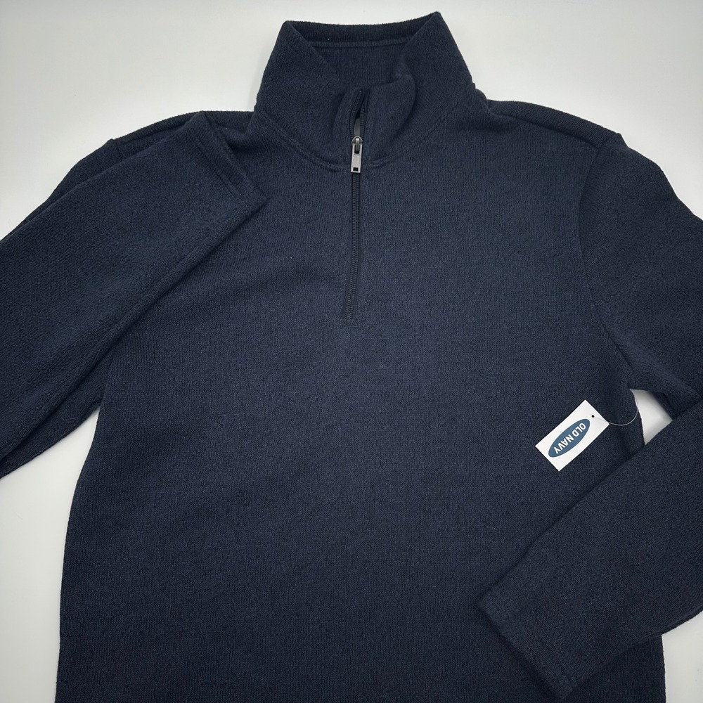 Old Navy Men Small Navy Blue Fleece Quarter Zip Pullover Sweater 610002-00-1 NWT